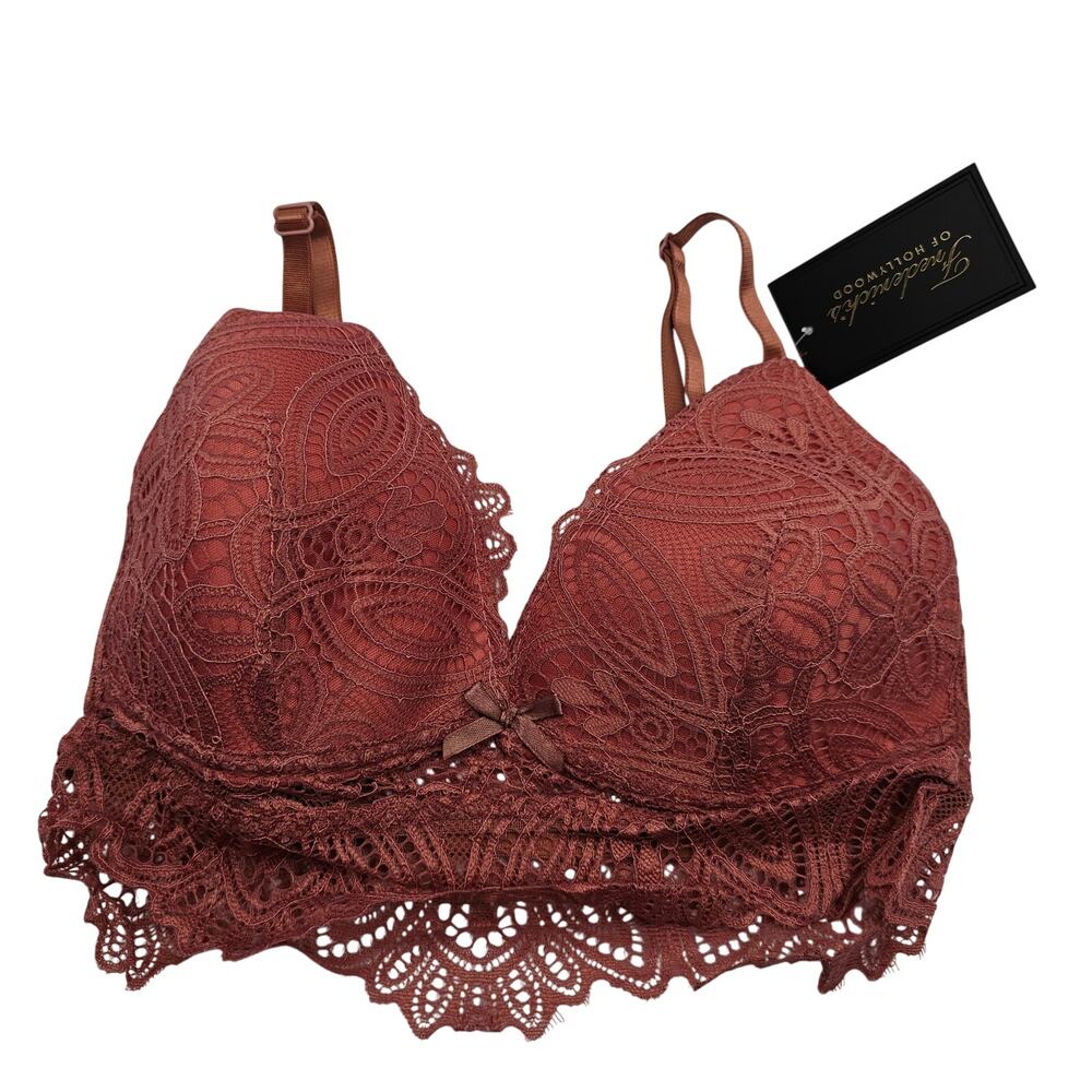 Fredericks of Hollywood Womans size M Finley Floral Lace Bralette Bra Pink NEW